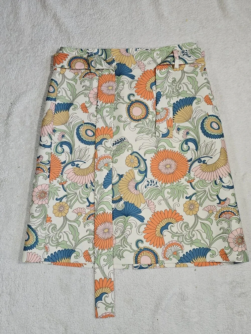 J. Crew Cream Multi Floral Tie-Waist Pencil Skirt